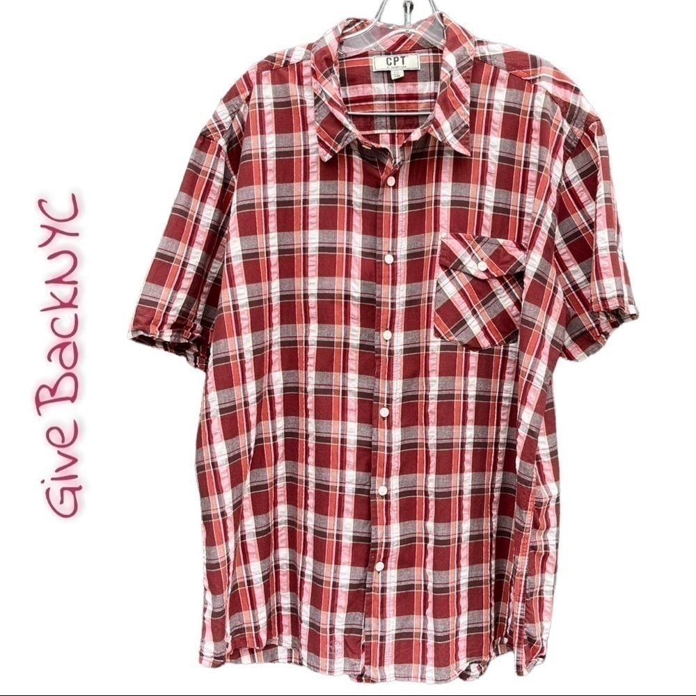 Cockpit Plaid Button Down Short Sleeve Shirt XXL